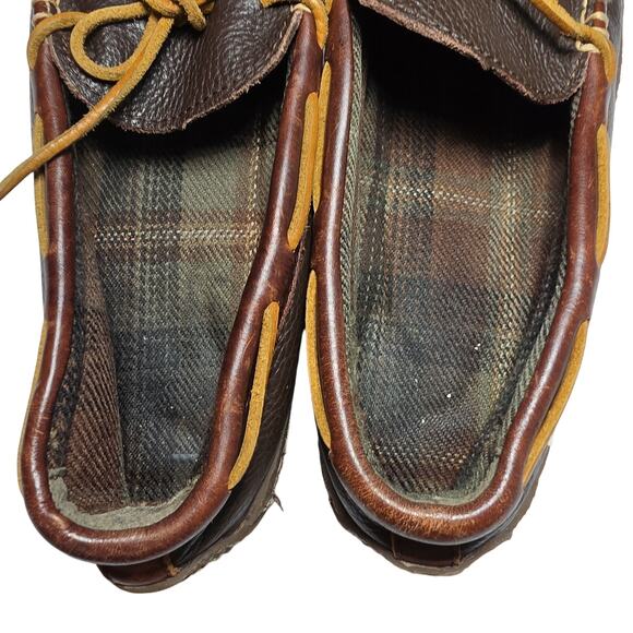 L.L.Bean Men\'s Handsewn Leather Slippers Brown Flannel-Lined - Brown Size 10 main image 4